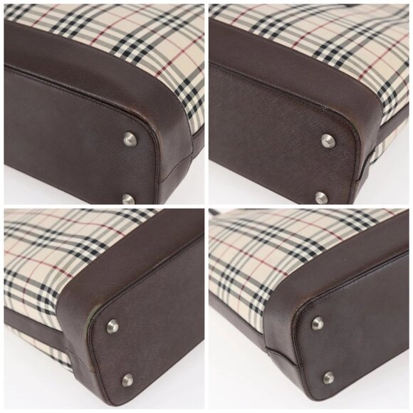 BURBERRY Nova Check Tote Bag Canvas Beige Silver Auth BA7138 - Picture 16 of 16